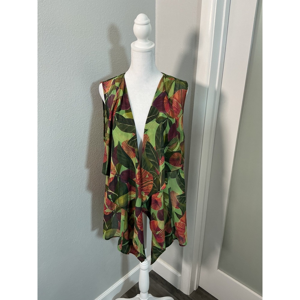 Soft Surroundings Botanical Bliss Tropical Mesh Vest Size PL